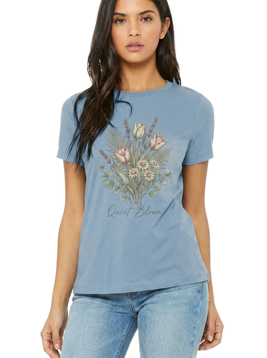 Women's Botanical Nature Lover Quiet Bloom Floral Printed T-shirt