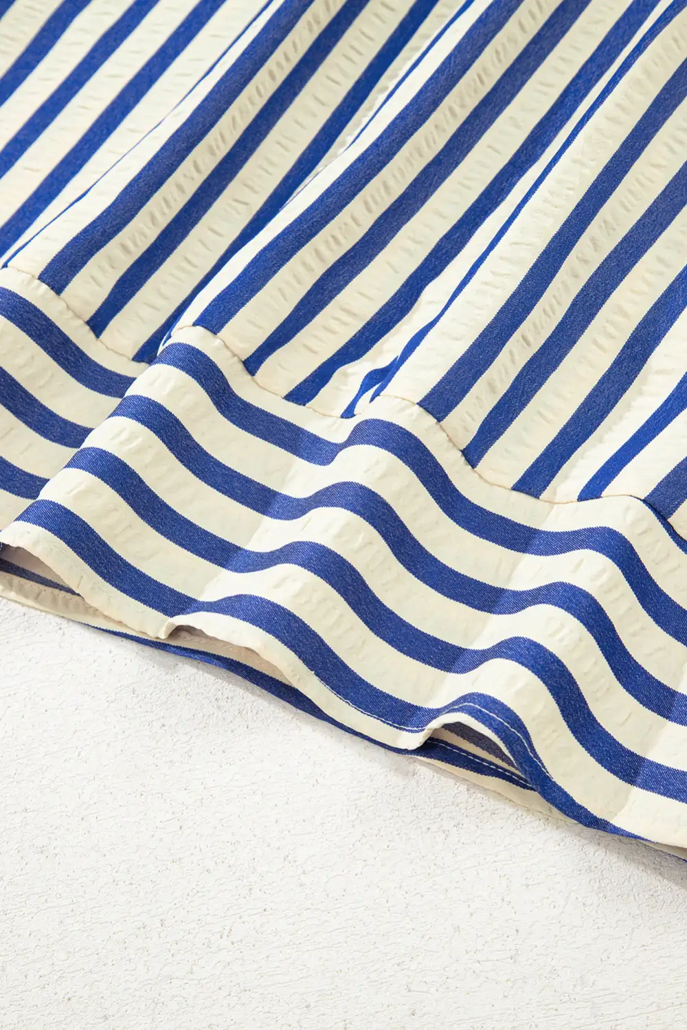 Striped Half Button Pocketed Mini Dress