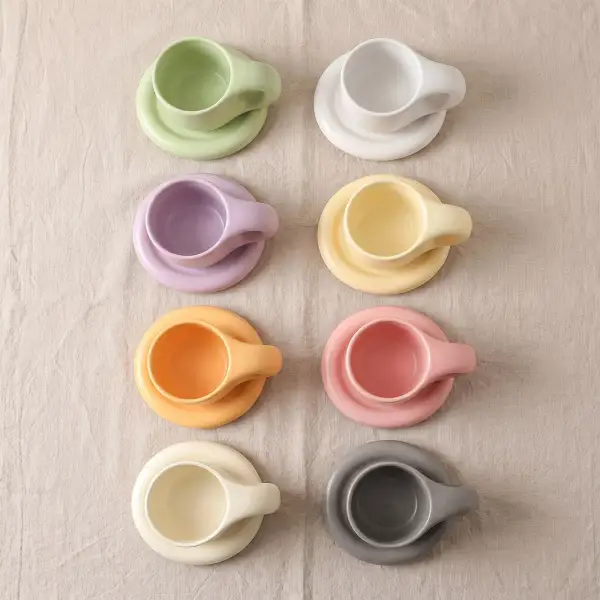 Ceramic Pastel Mug And Saucer