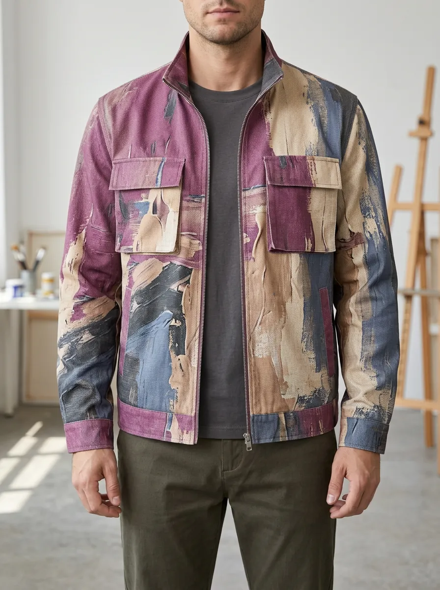 Men's Abstract Art Brushstroke Rugged Vista Jacket