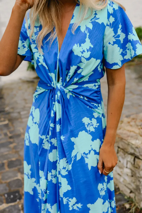 Patterned Side Slit Maxi Dress