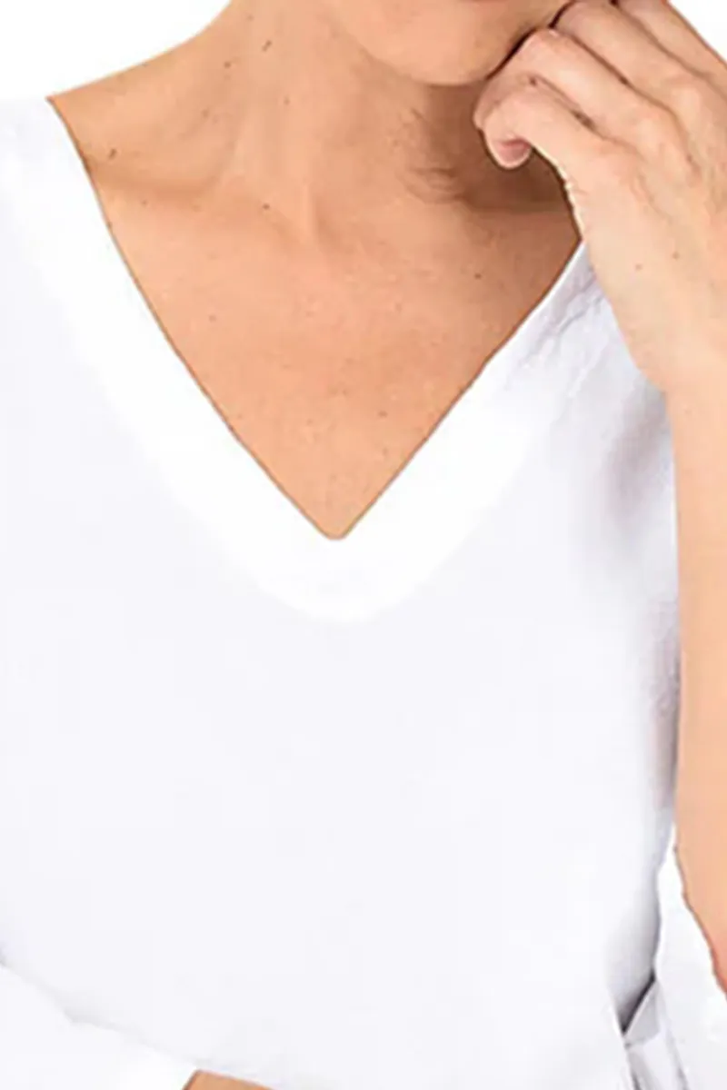 Triple Button Sleeve Crinkle Top