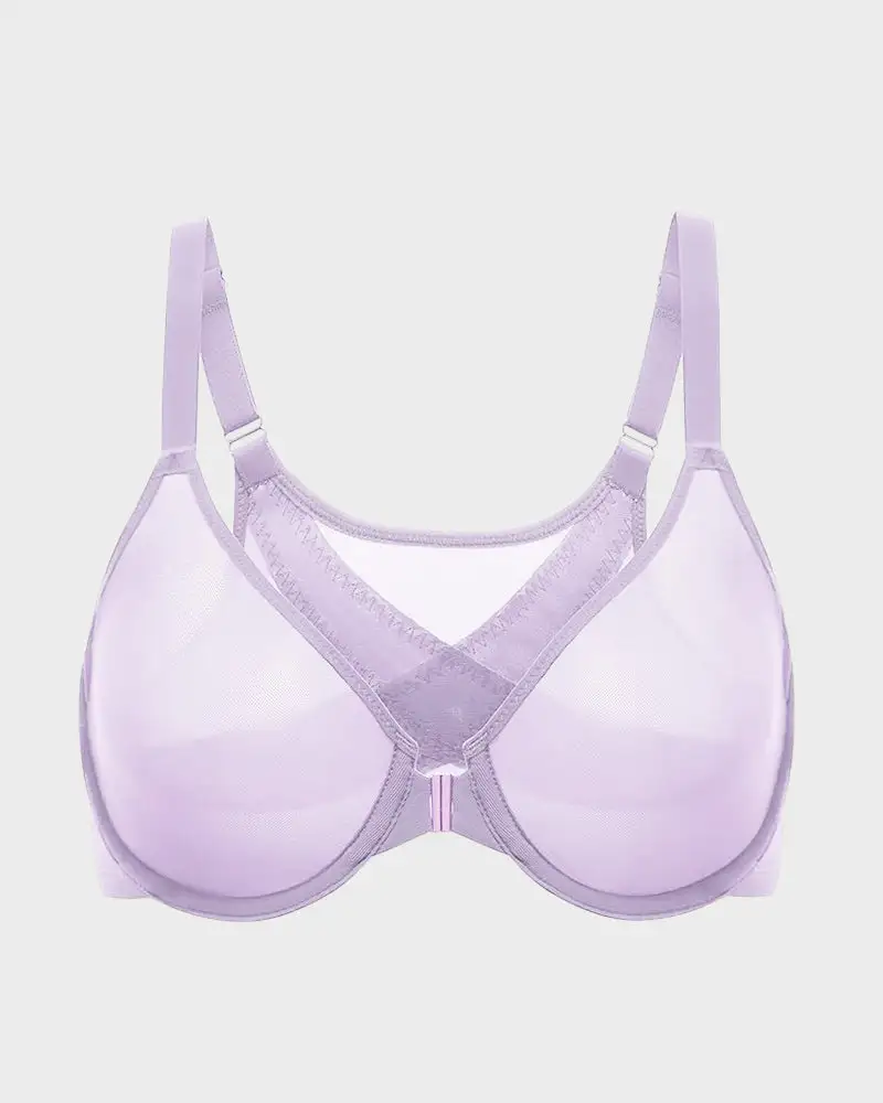 Front Closure Mesh Support Bra