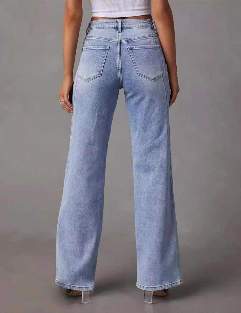 Daily Jeans Button Straight Leg Denim Pants