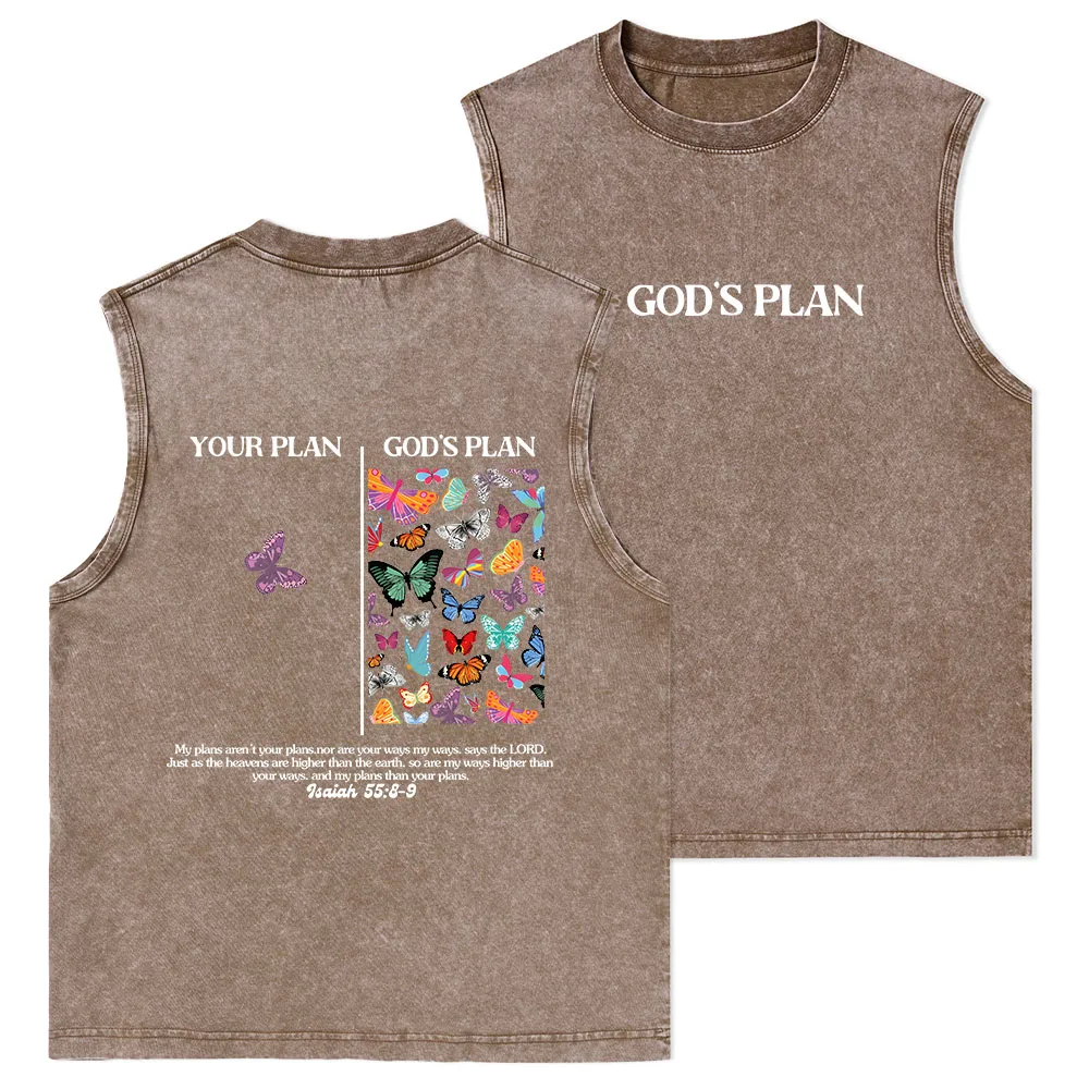 Your Plan And God's Plan Christian Washed Sleeveless Tee