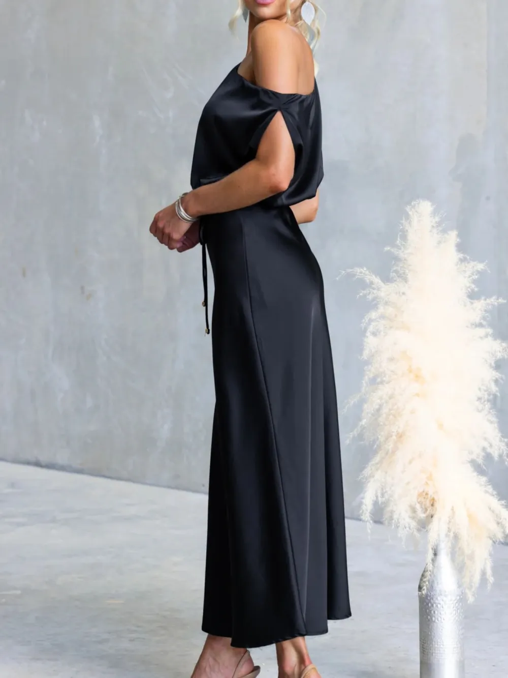 Classic One-Shoulder Midi Dress