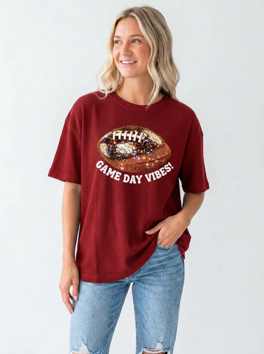 Women's Gridiron Ball Sparkle Game Day Crewneck T-Shirt