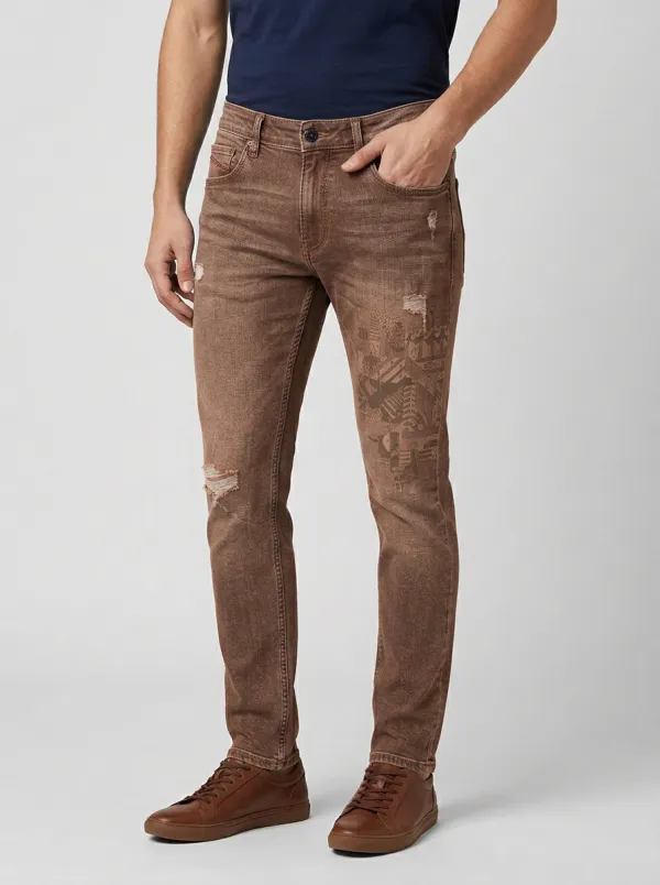 Men's Abstract Geometric Graphic Slim-Fit Jeans