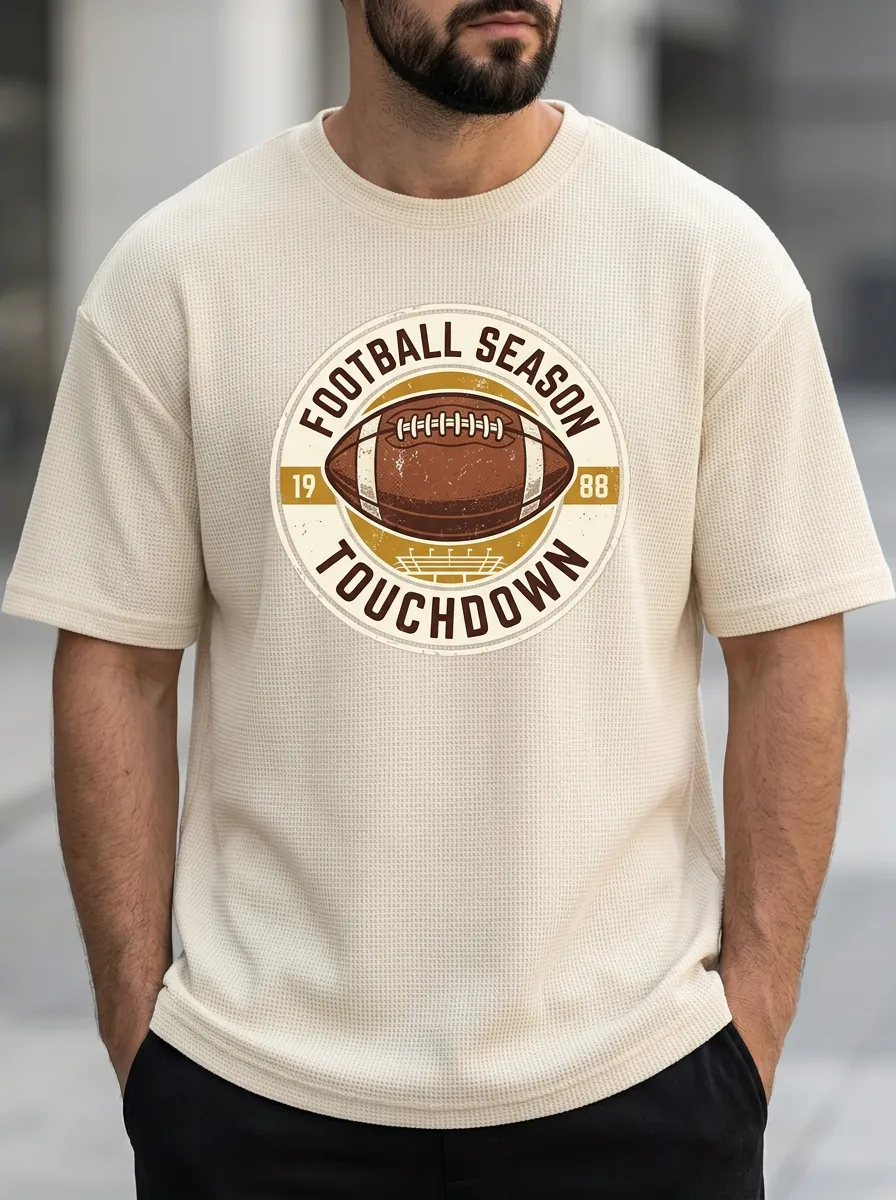 Men's American Football Season Touchdown Vintage Printed T-Shirt