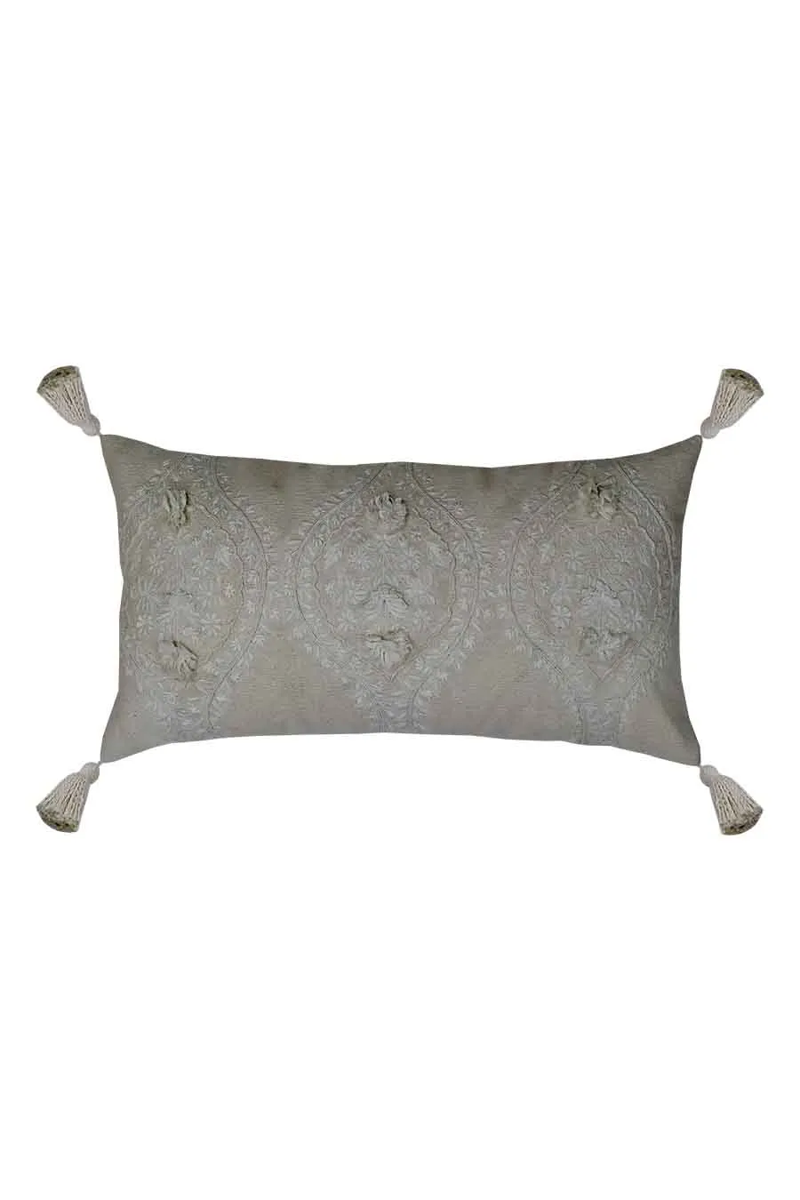 Artisan Embroidered Cotton Lumbar Decorative Cushion Cover