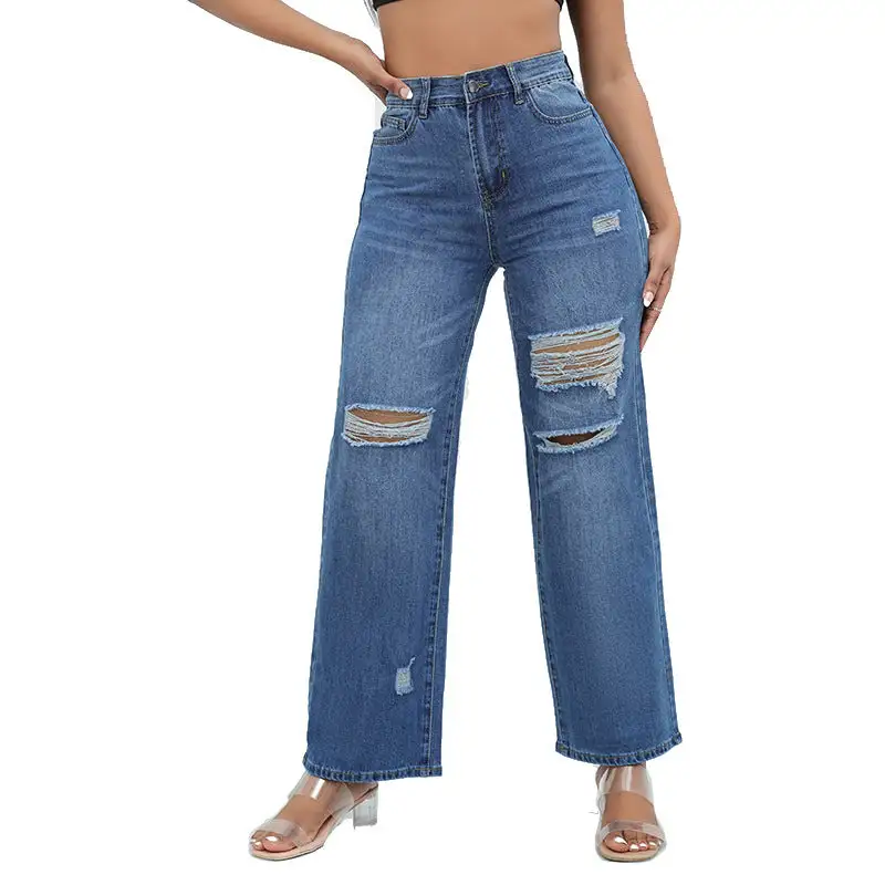 Ripped Wide Leg Jeans