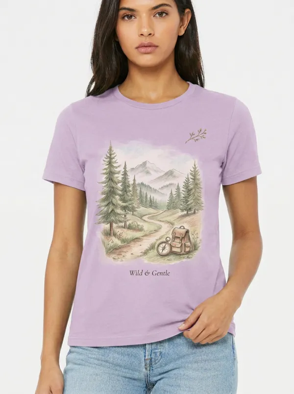 Women's Hiking Nature Lover Mountain Compass Printed T-shirt