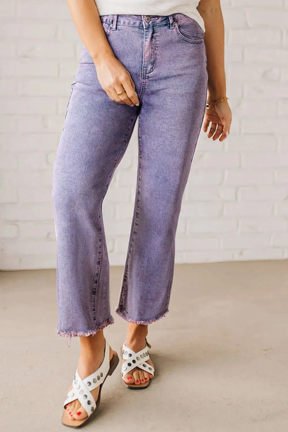 Raw Hem Washed Denim Jeans