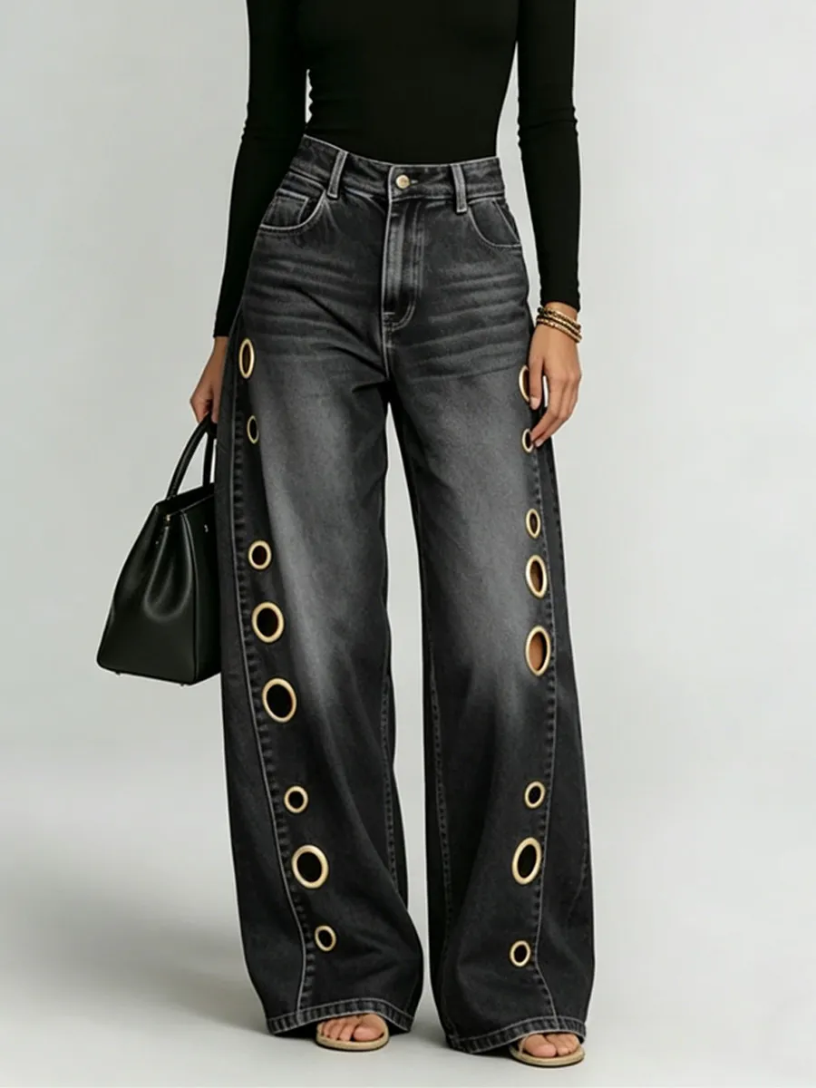 Lana Metal-Eyelet Jeans