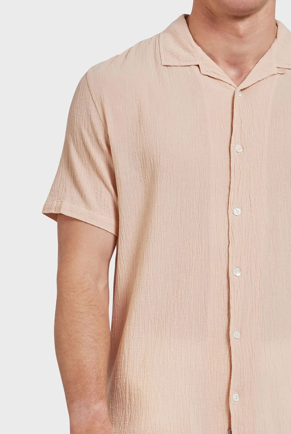 Casual Short Sleeve Shirt- Peach