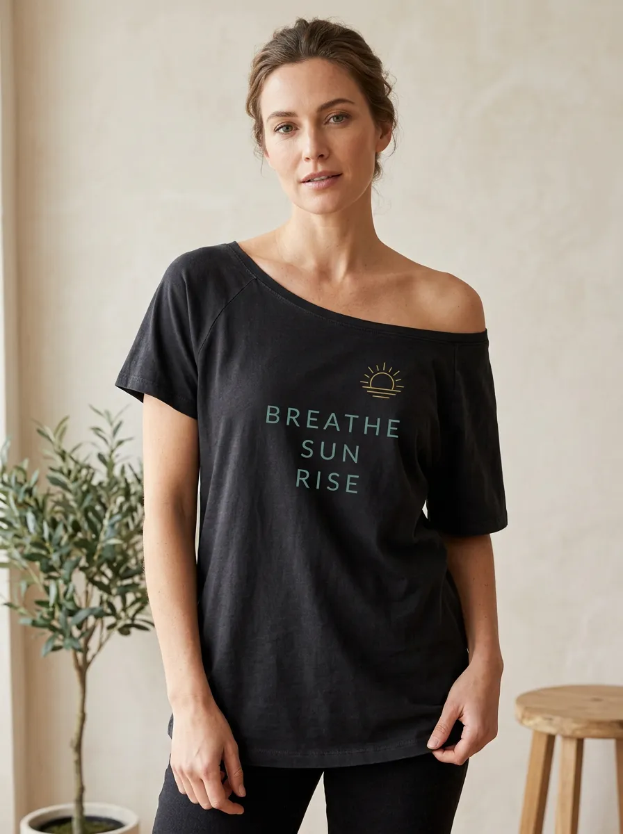 Women's Yoga Wellness Breathe Sun Rise Printed T-shirt
