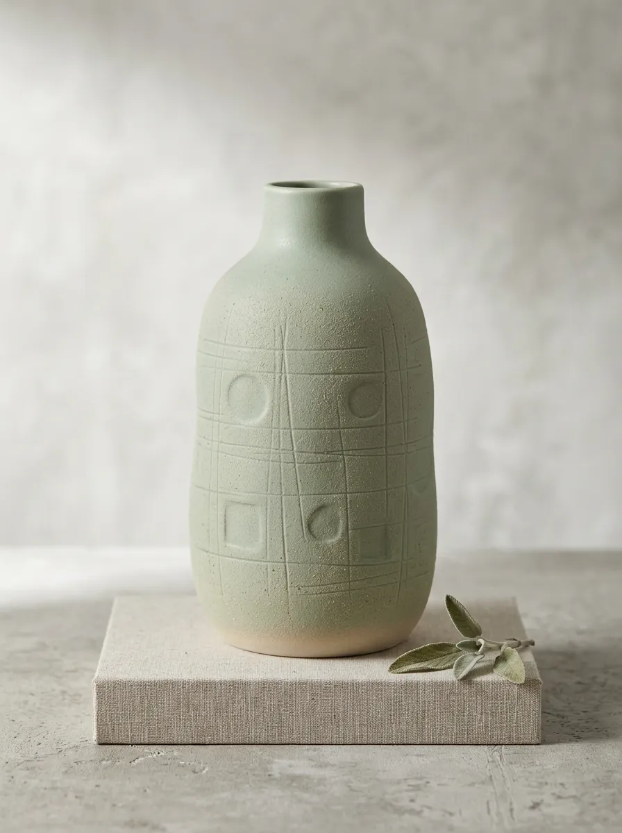 Modern Geometric Textured Ceramic Vase