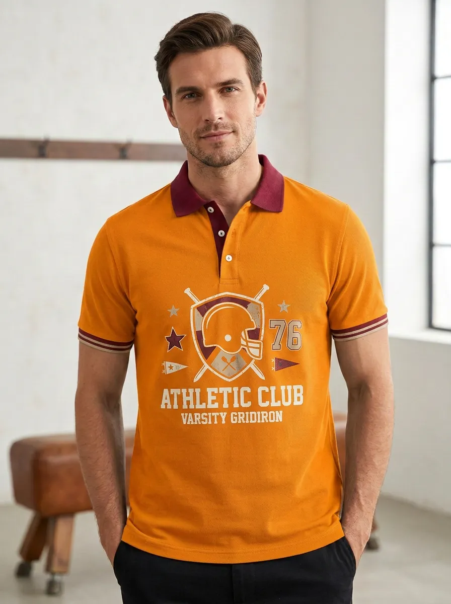 Men's Retro Gridiron Helmet Polo Shirt