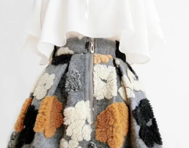 Practical Comfort Embroidered High Waist Skirt