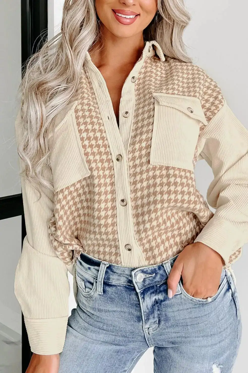 Houndstooth Button Down Jacket