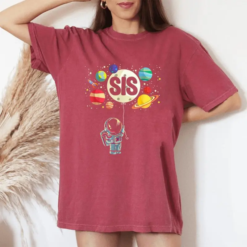 Sister Of The Birthday Boy Space Astronaut 1St Birthday Women's Oversized Comfort T-Shirt