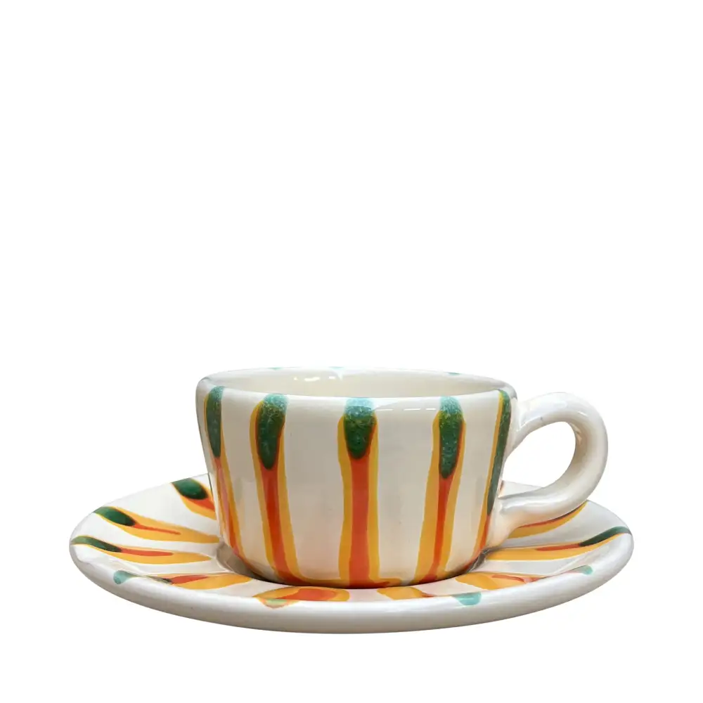 Summer-Inspired Ceramic Espresso Cup And Saucer