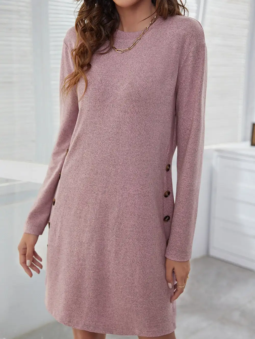 Loose Round Neck Mini Dress