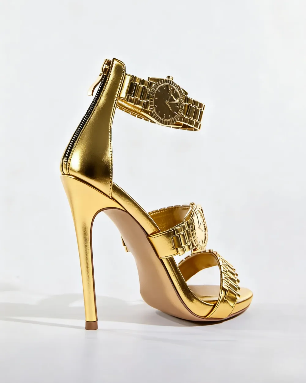 Watch Strap Sandals in Gold
