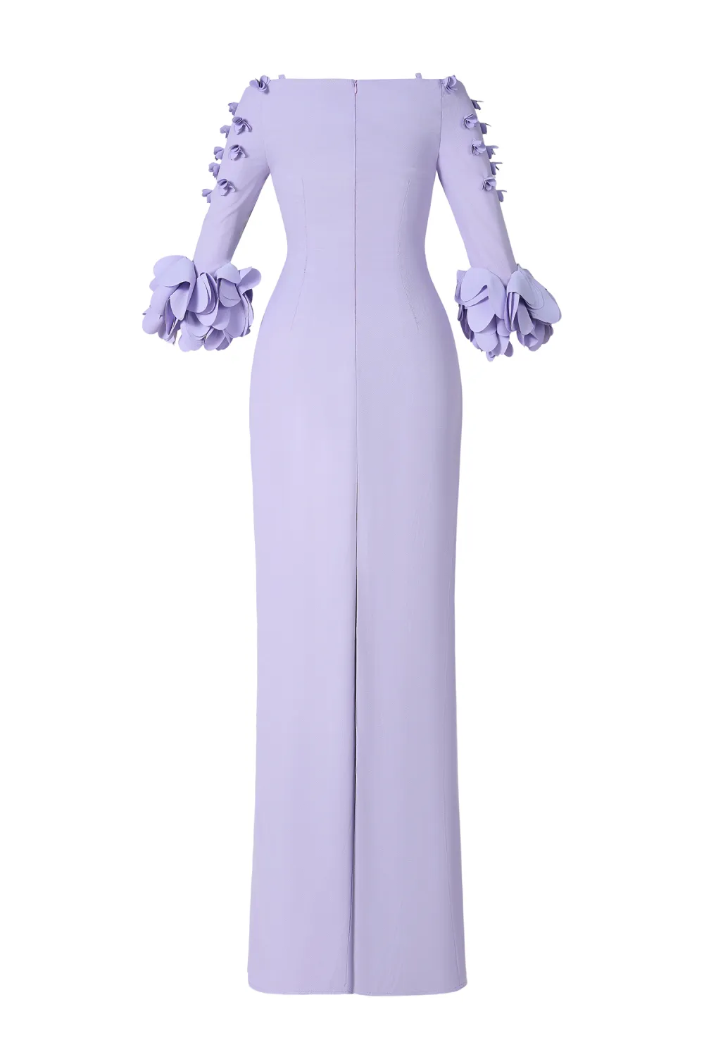 Solid 3D Flower One-Shoulder Maxi Dress