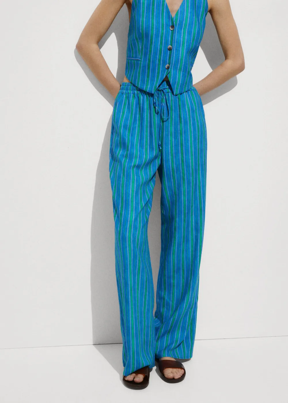Stripe-Print Straight Pants
