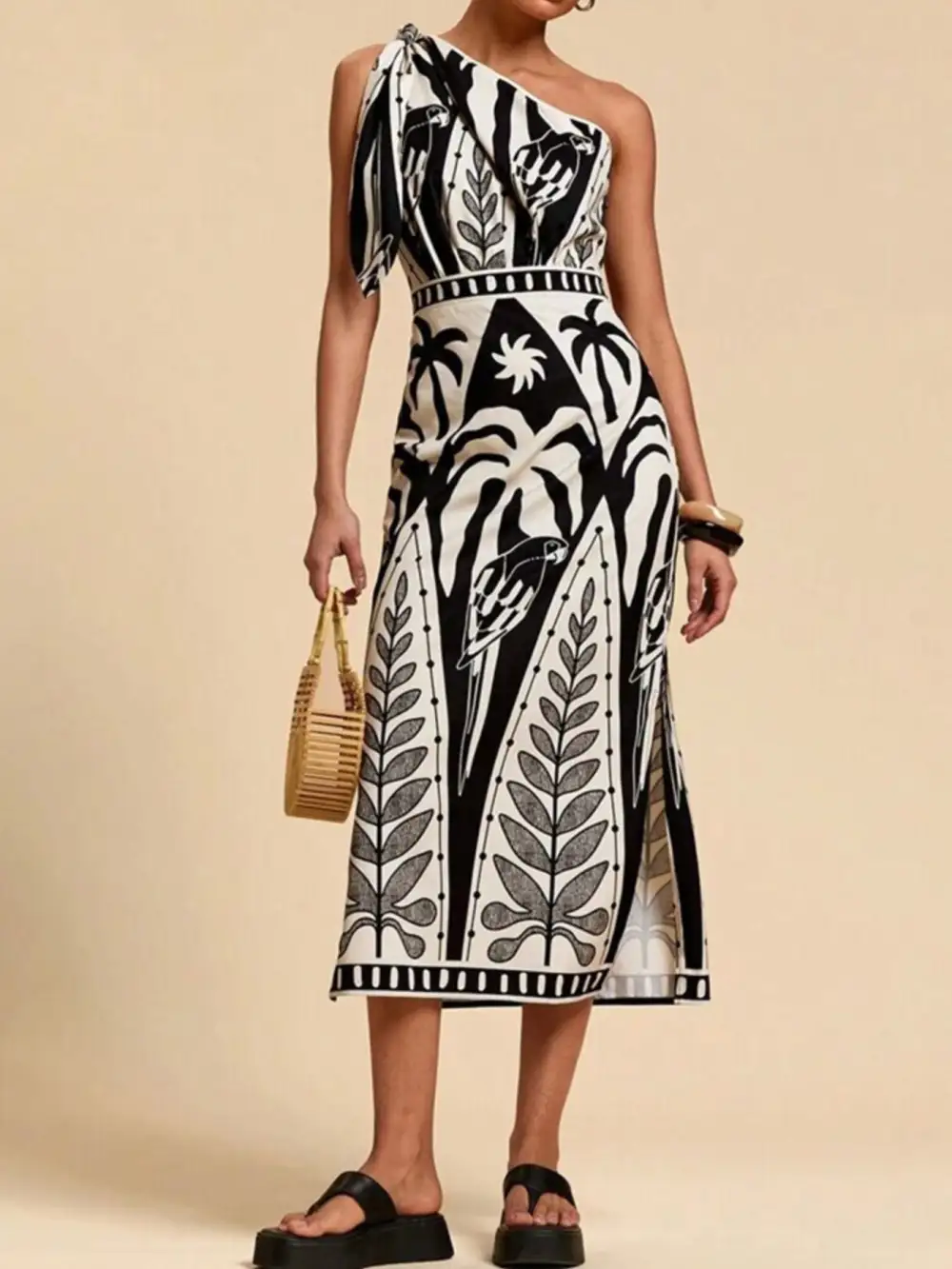 Modern One-Shoulder Midi Dress