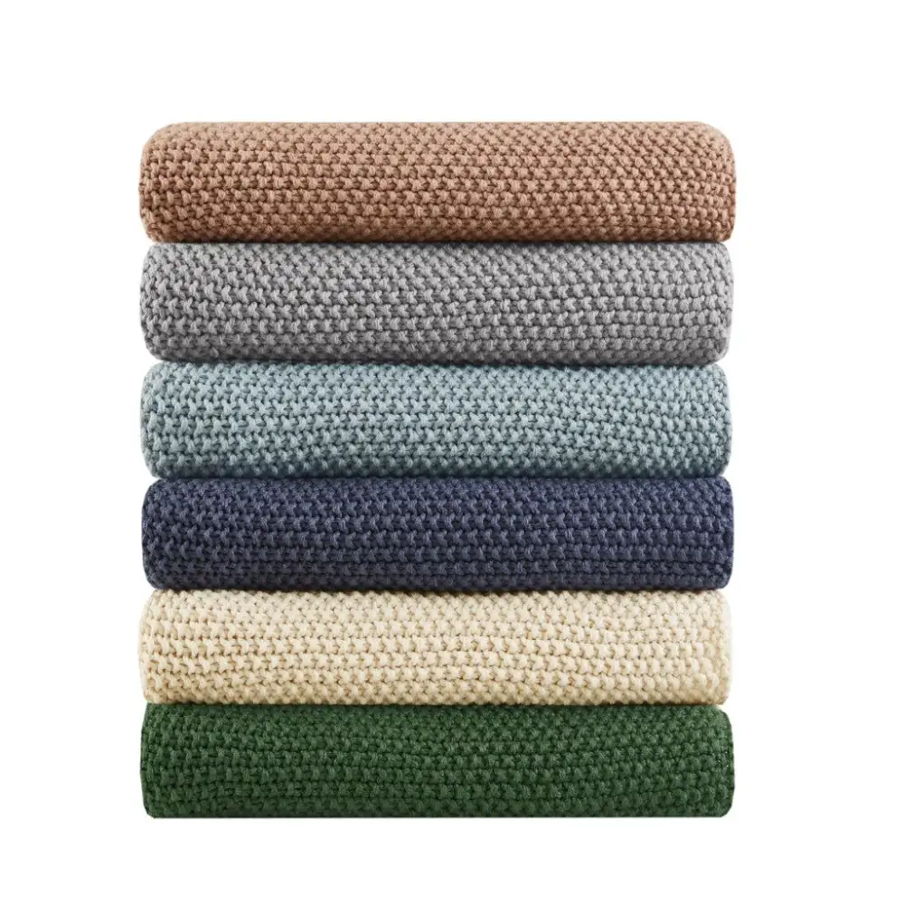 Classic Cable Knit Throw Blanket