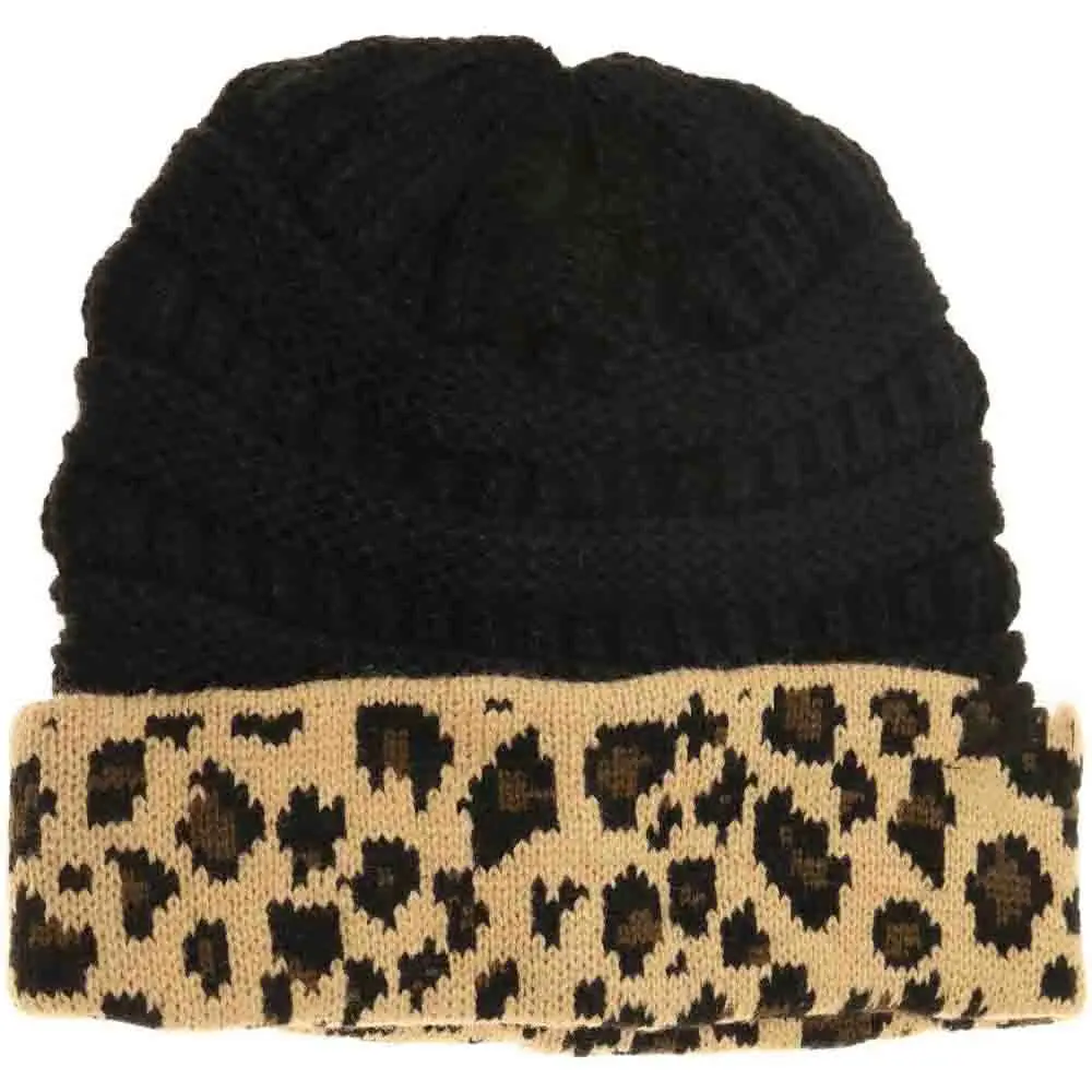 Cuff Leopard Print Beanie