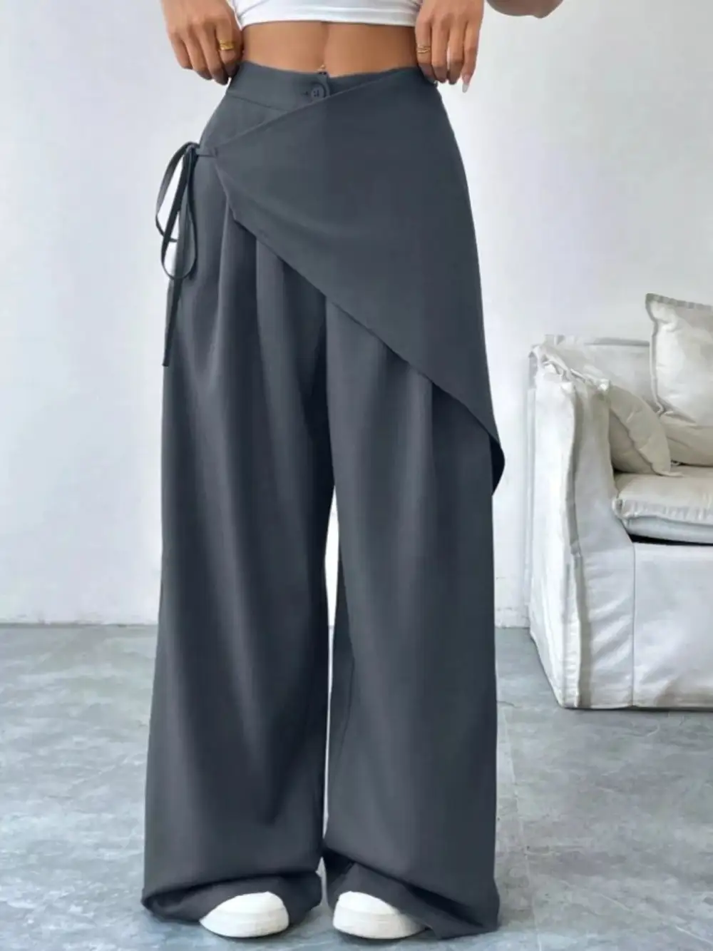 Pocketed Wide Leg Trousers