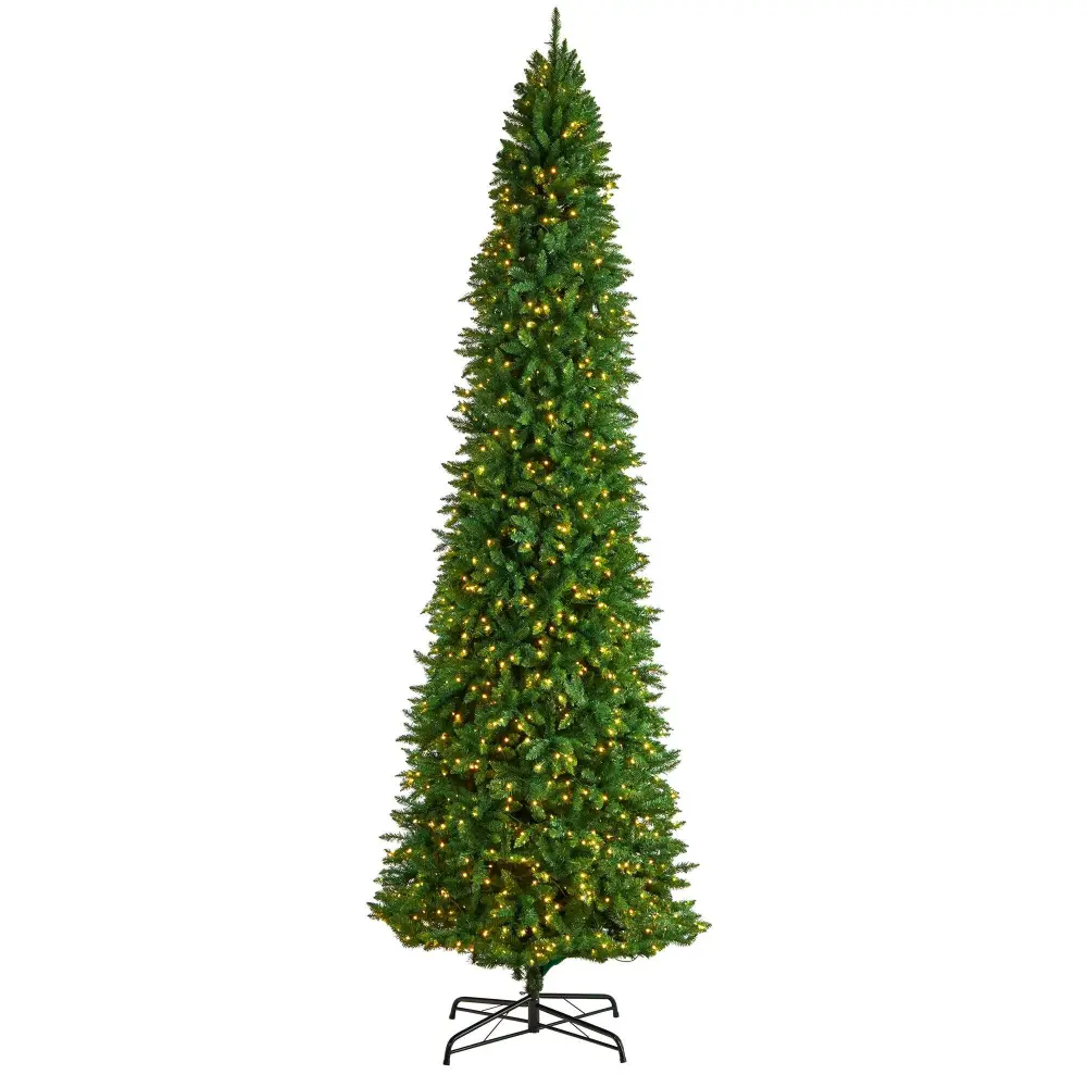 Slim Mountain Pine Artificial Christmas Tree with Clear LED Lights and Tips