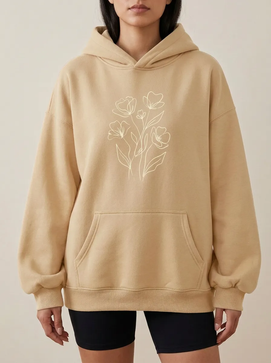 Floral Line Art Hoodie