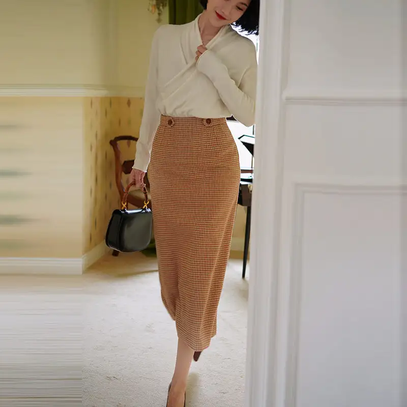 Effortless Textured Everyday Casual Polyester Skirt