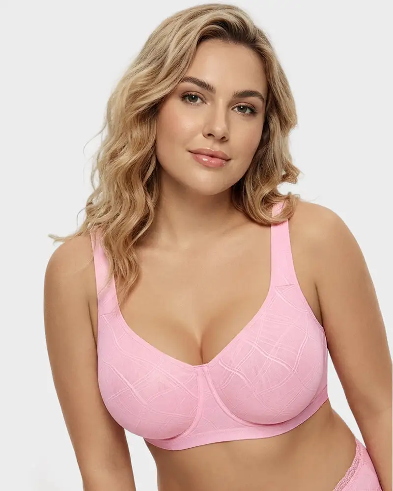 Ultra-Lightweight Full Coverage Cup Jacquard Mesh Comfort Bra