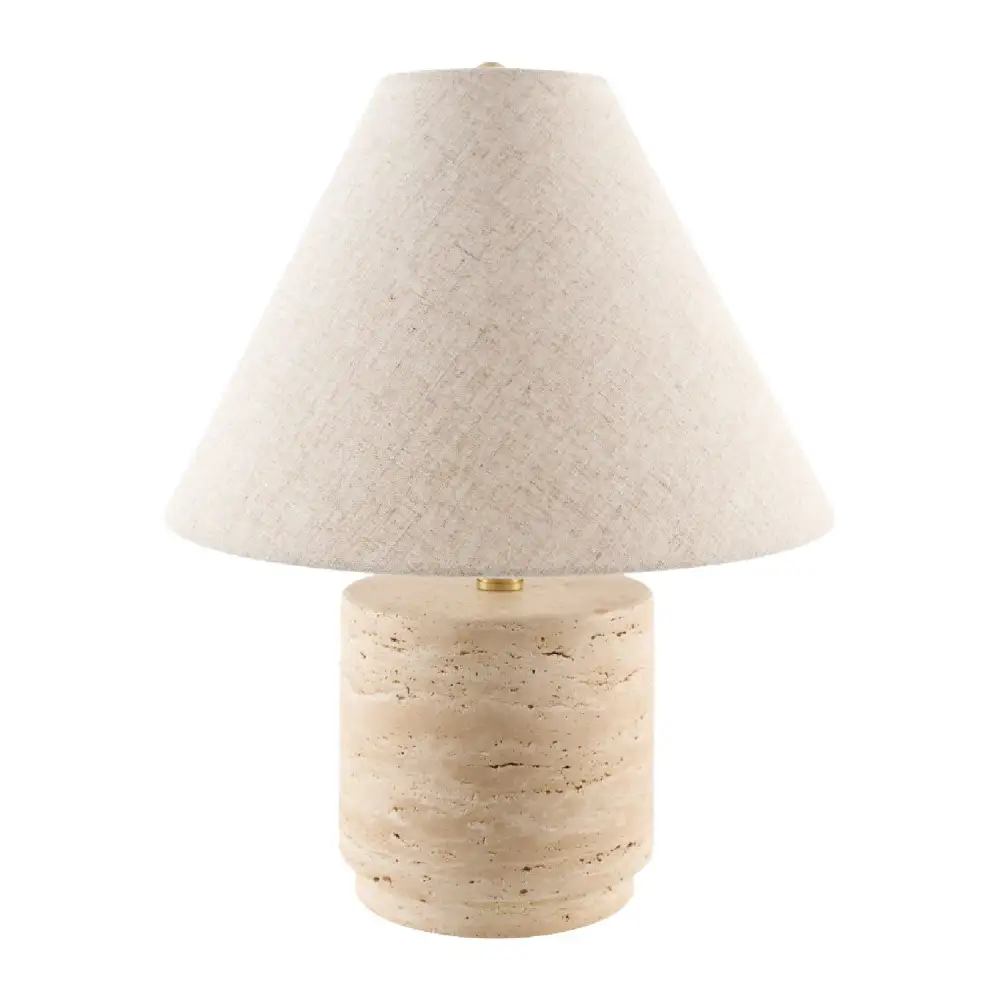 Travertine Metal Linen Table Lamp