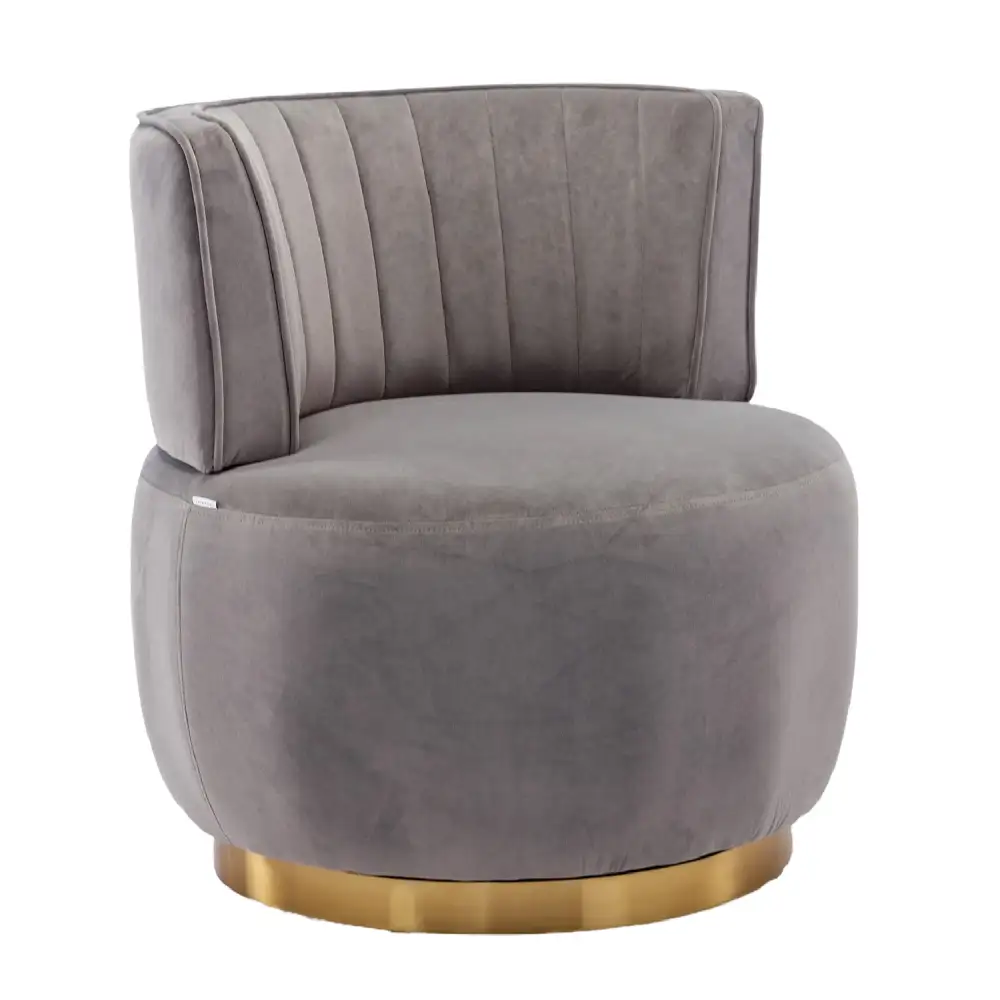 Fluffy Velvet Swivel Barrel Chair