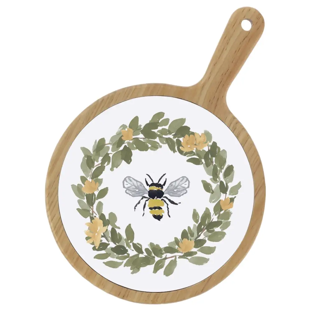 Bee Field Bamboo Ceramic Cheese Board