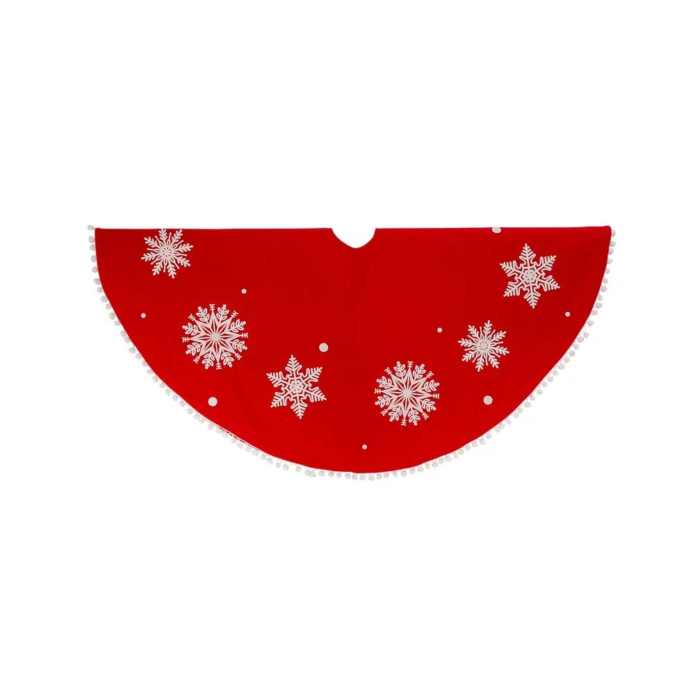 Pom Pom Snowflake Velvet Tree Skirt