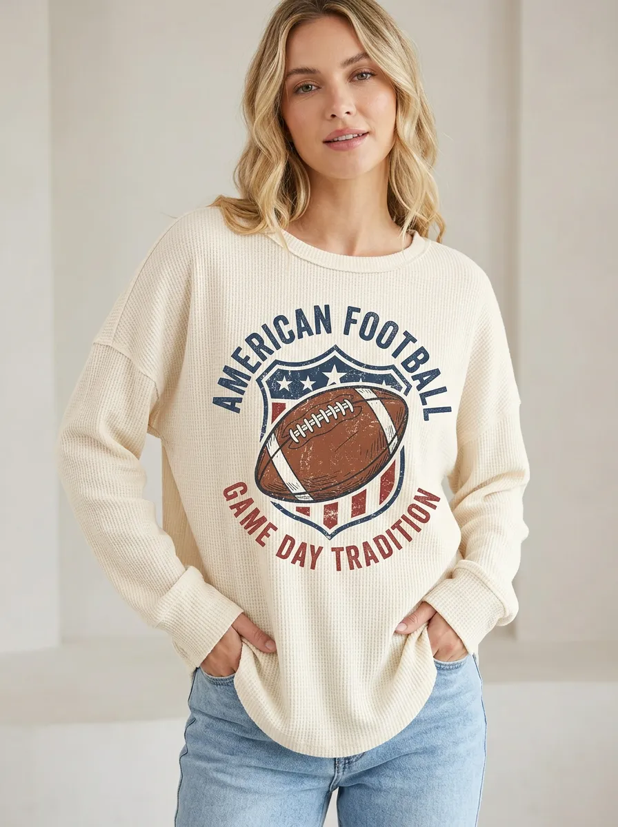 Football Graphic Casual Sweatshirt