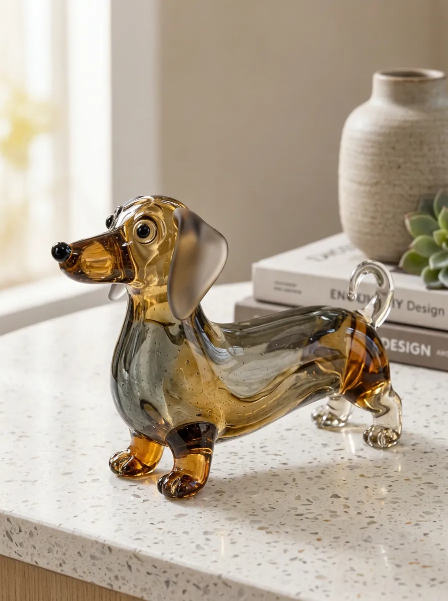 Sculpted Dachshund Glass Ornament