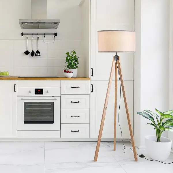 Corner Fabric Shade Tripod Floor Lamp