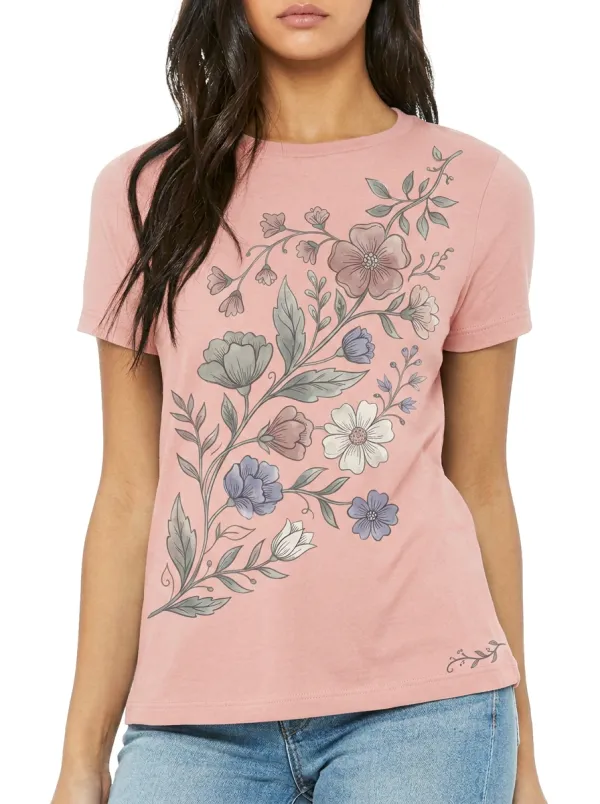 Women's Floral Botanical Art Printed T-shirt