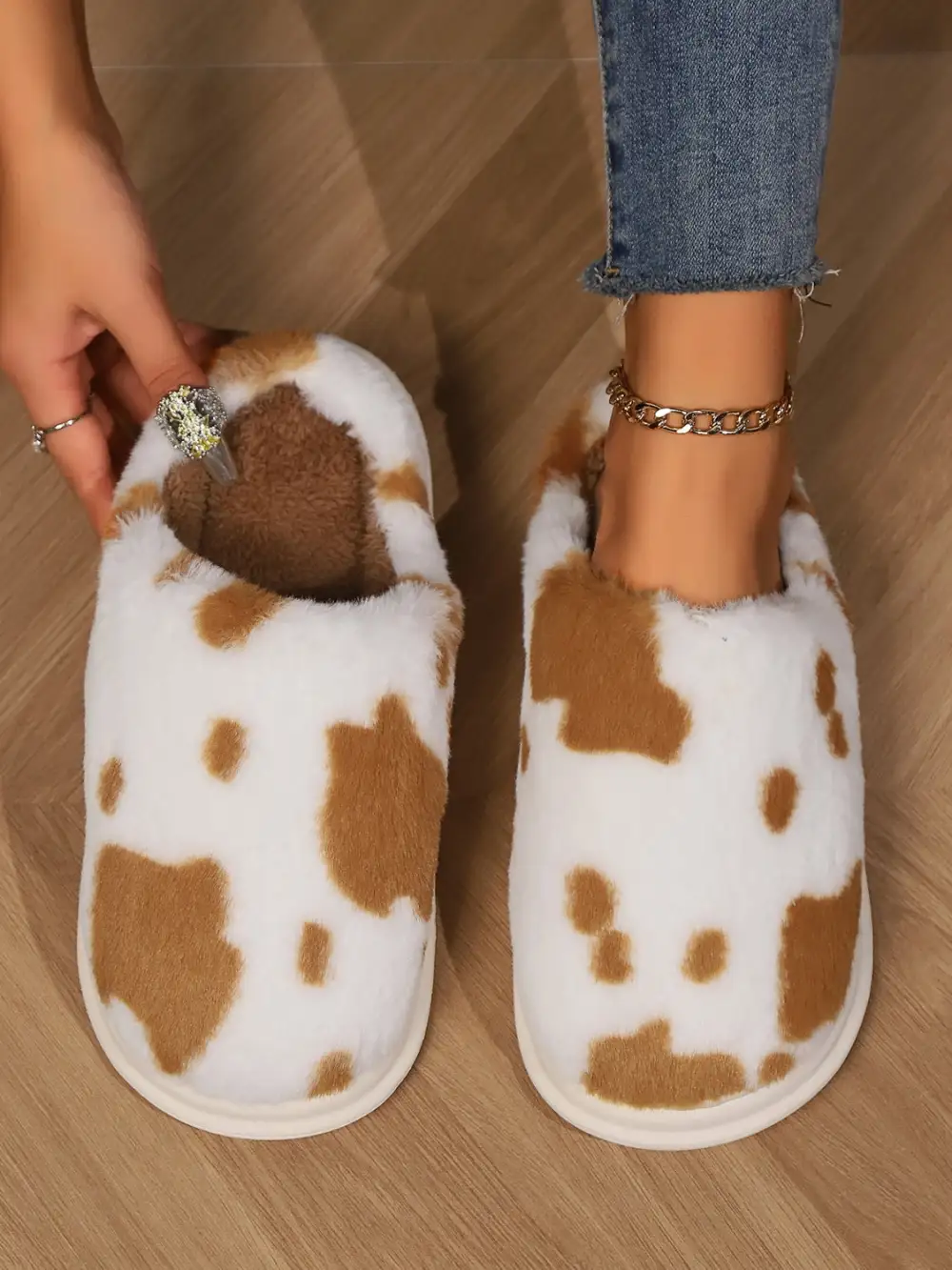 Print Faux Slippers