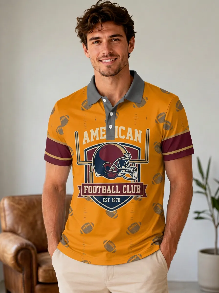 Men's Game Day Gridiron Helmet Polo Shirt