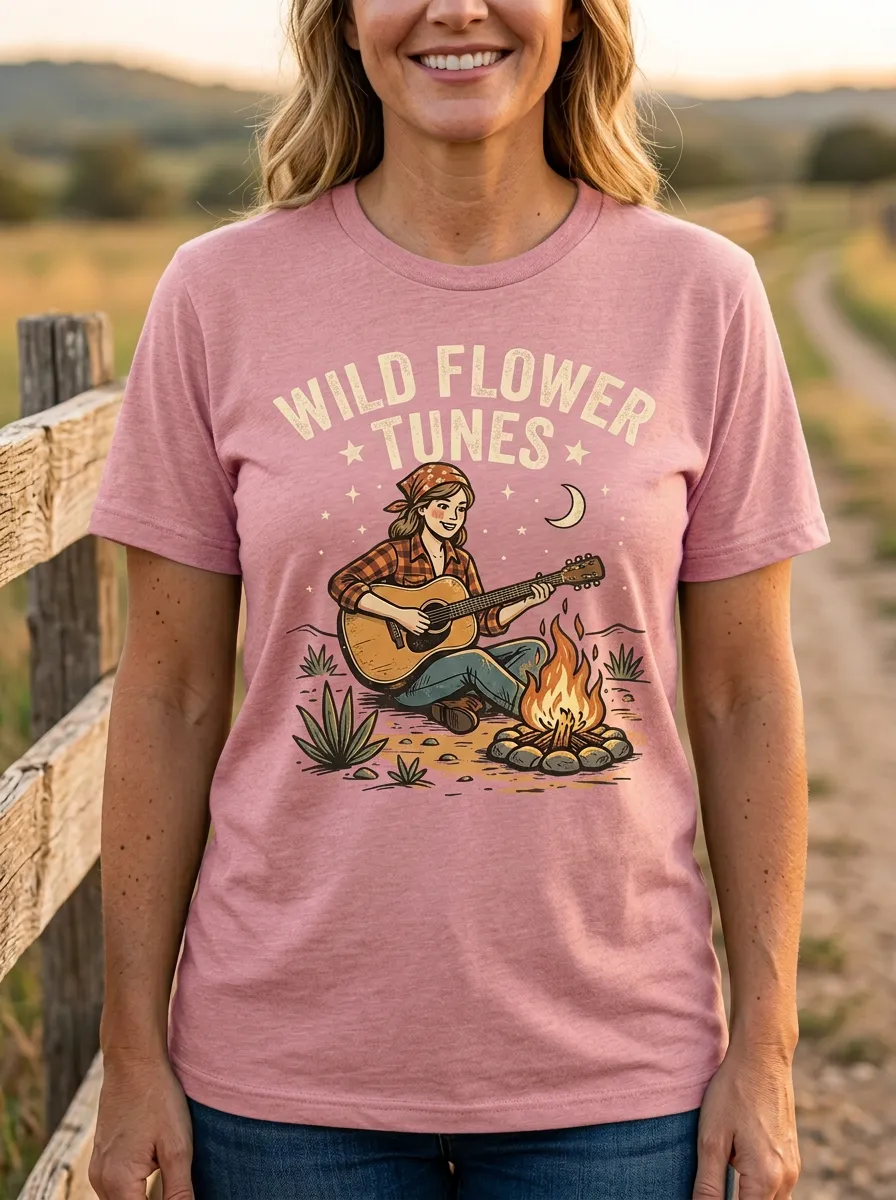 Western Guitar Women's Country Music Casual T-Shirt