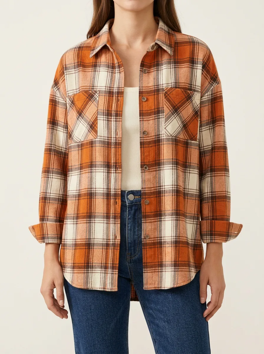 Soft Plaid Plaid Long-Sleeve Shirt